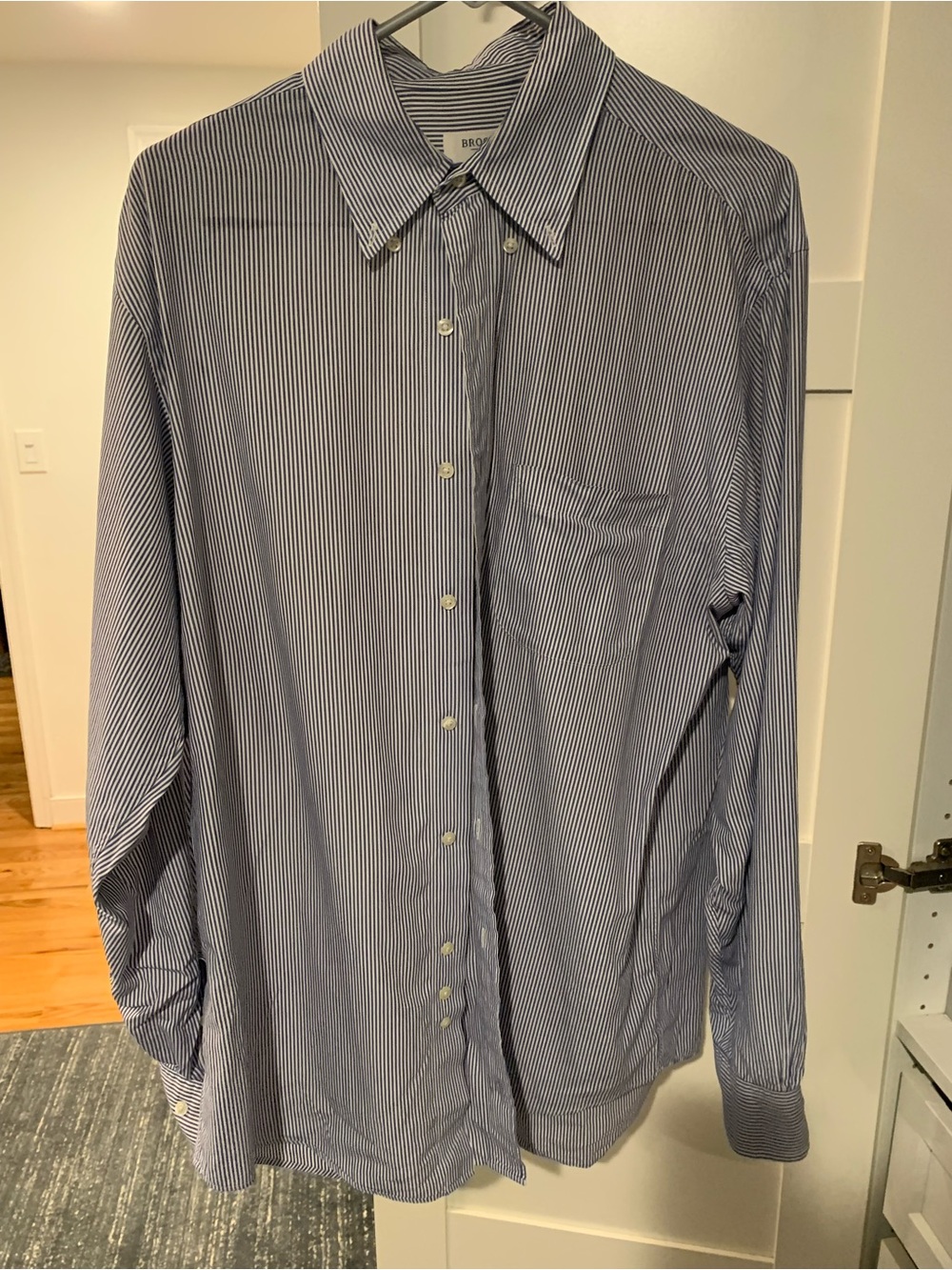 Brooks Brothers Navy and White Pinstripe Men's Dress Shirt